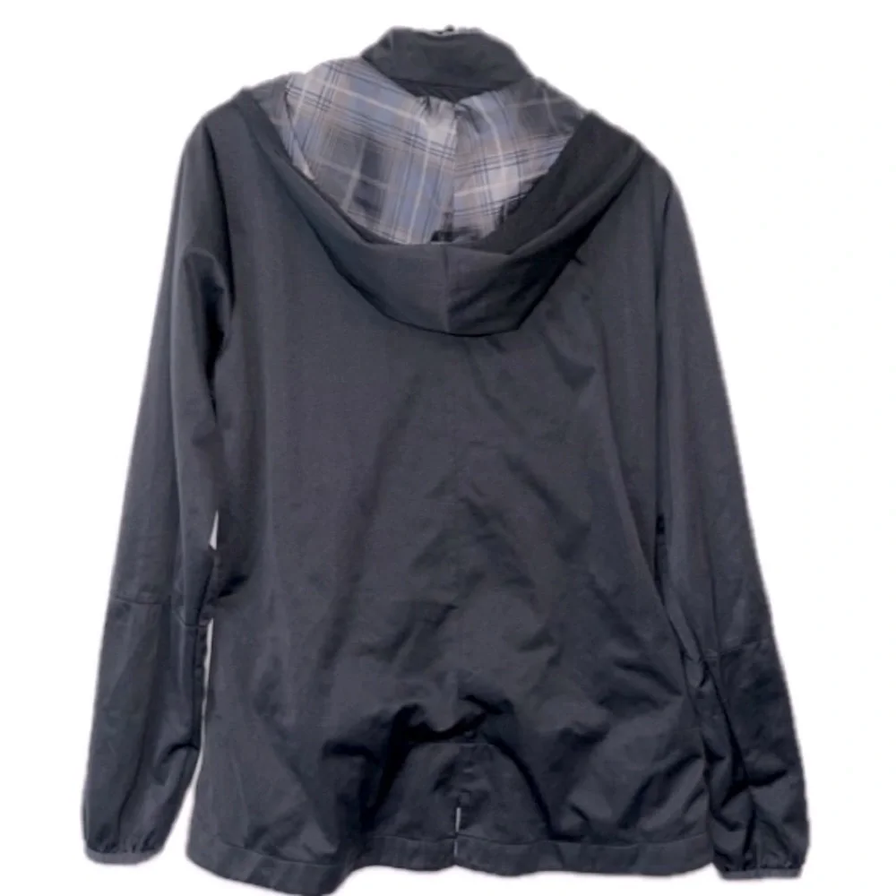 Nike Windproof Jacket Women L Black Texas Blaze Softball Plaid Lining Hood